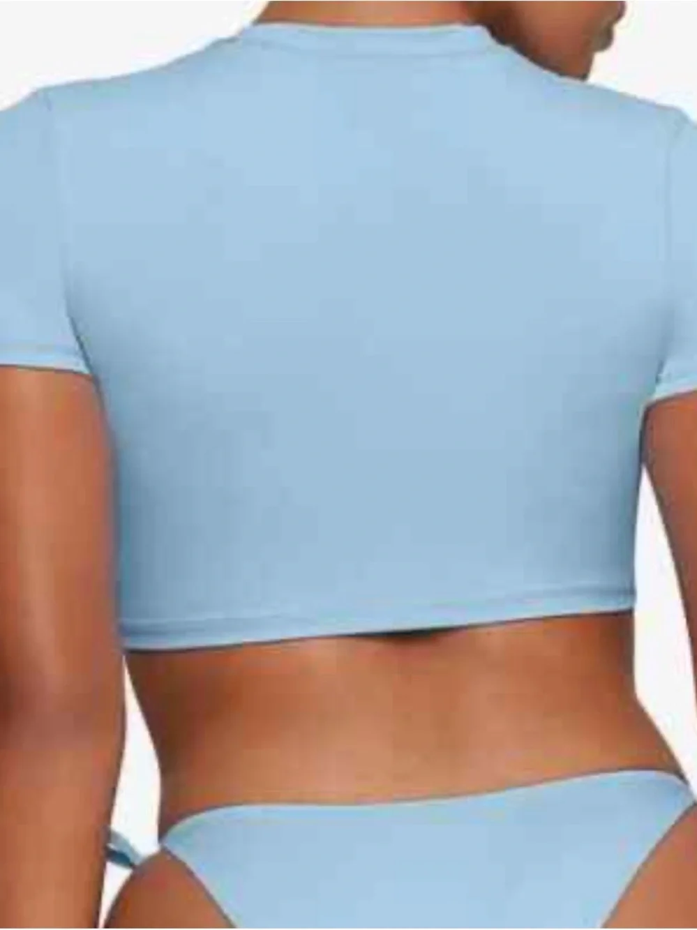 SKIMS Iris Blue Short Sleeve Swim Crop Top